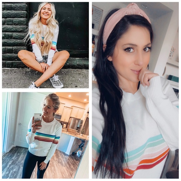 Retro Vintage Rainbow Striped Knit Sweater - Picture 1 of 9
